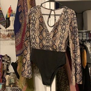 Snake skin long sleeve body suit